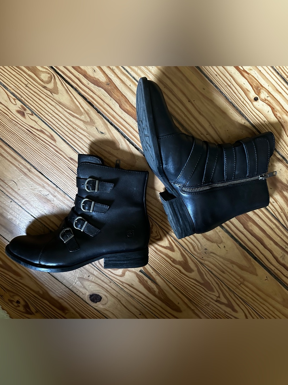Børn Black Ankle Boots with Buckle Straps